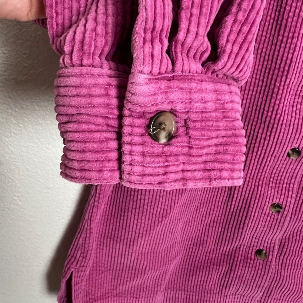 LL Bean Womens Small Magenta Pink Wide Wale Corduroy Button Down Shacket Shirt - Picture 5 of 8